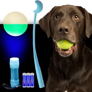 Adventure Kit – Includes Durable LED Ball, LED Flashlight, Sturdy Ball Thrower with Tennis Ball & 3 Long-Lasting Batteries – Ideal for Pet Playtime, Camping & Outdoor Adventures